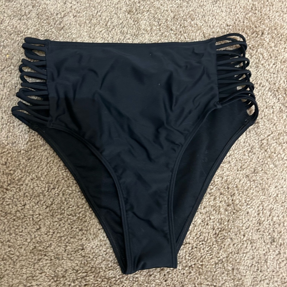 Black High-Waisted Swim Bottoms